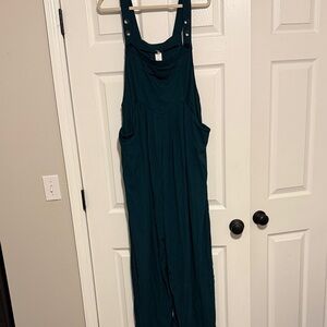 HALARA Teal Wide-Leg Jumpsuit with Button Straps